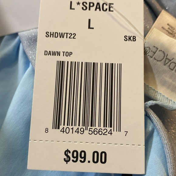 L*Space Dawn Bikini Top, Sky Blue Shine Shimmer, Size: Large, NWT - Picture 11 of 13